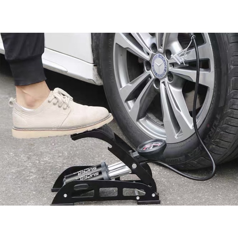 Bơm xe đạp xe máy xe hơi áp suất cao có đồng hồ đo áp suất rất đẹp hàng phân phối chính hãng gọn gàng độ bền cao