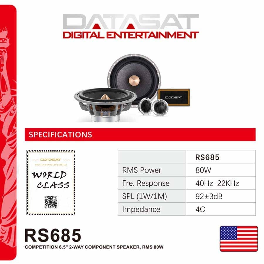 Loa cánh  phân tần 2 way  cho ô tô -  Loa DATASAT 2 way RS 685 chất lượng âm thanh từ Mỹ đẳng cấp cao