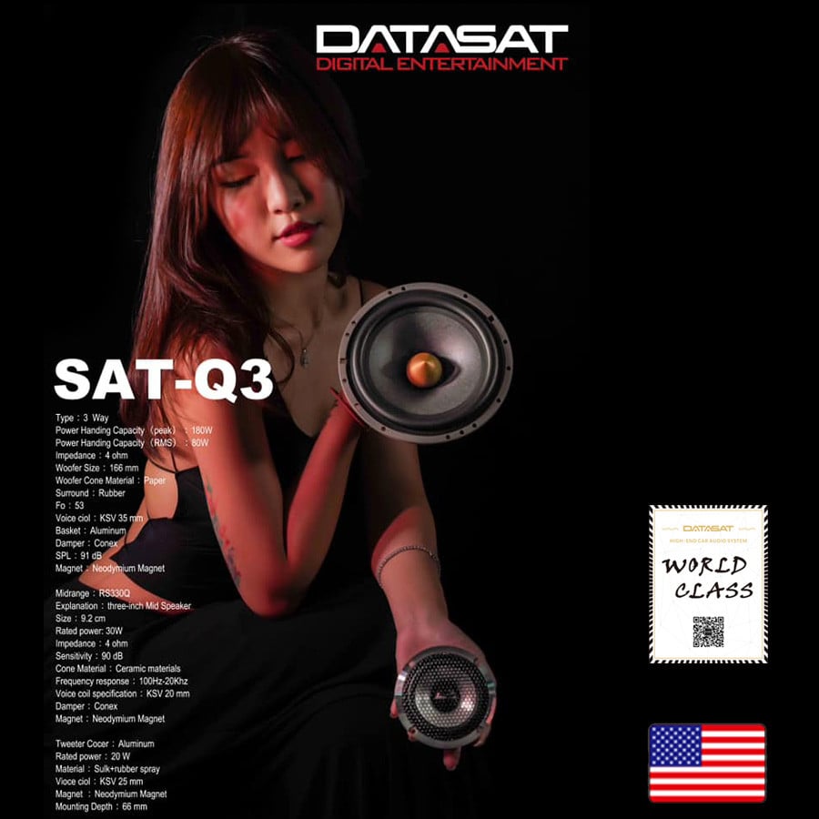 Loa cánh phân tần 3 way - Loa DATASAT 3 way SAT Q3 chất lượng âm thanh từ Mỹ đẳng cấp cao