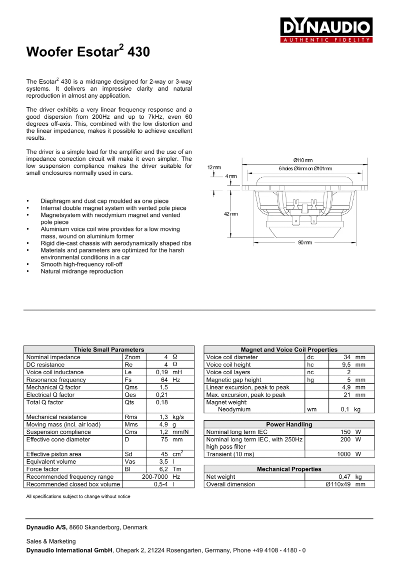 Dynaudio Esotar² 430 Midrange