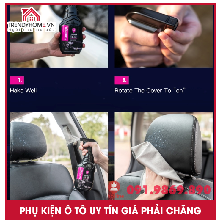 Chai dưỡng nội thất đồ da nội thất xe hơi Flamingo F029 hàng chính hãng chất lượng | Trendyhome