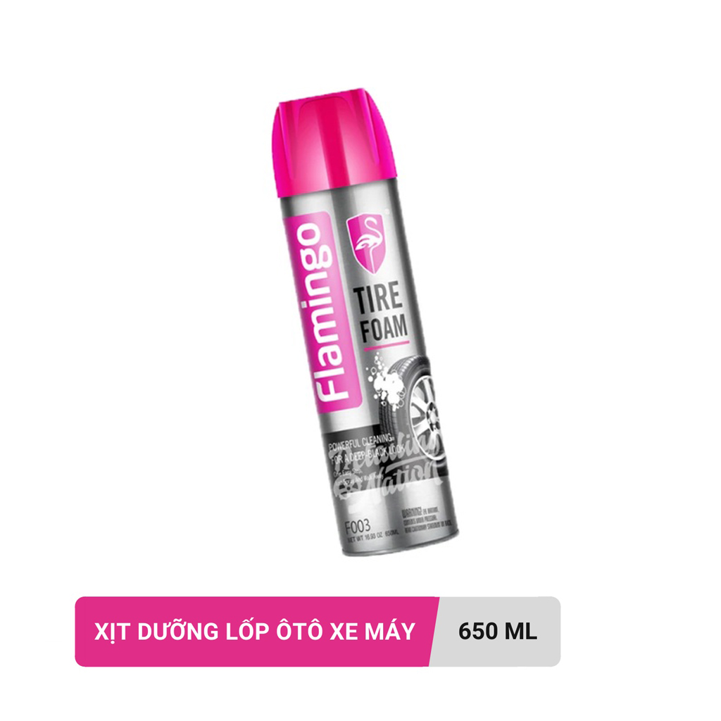 Chai Xịt Bọt Bóng Lốp Xe vệ sinh lốp Flamingo Tire Foam ( F003 ) 650ml