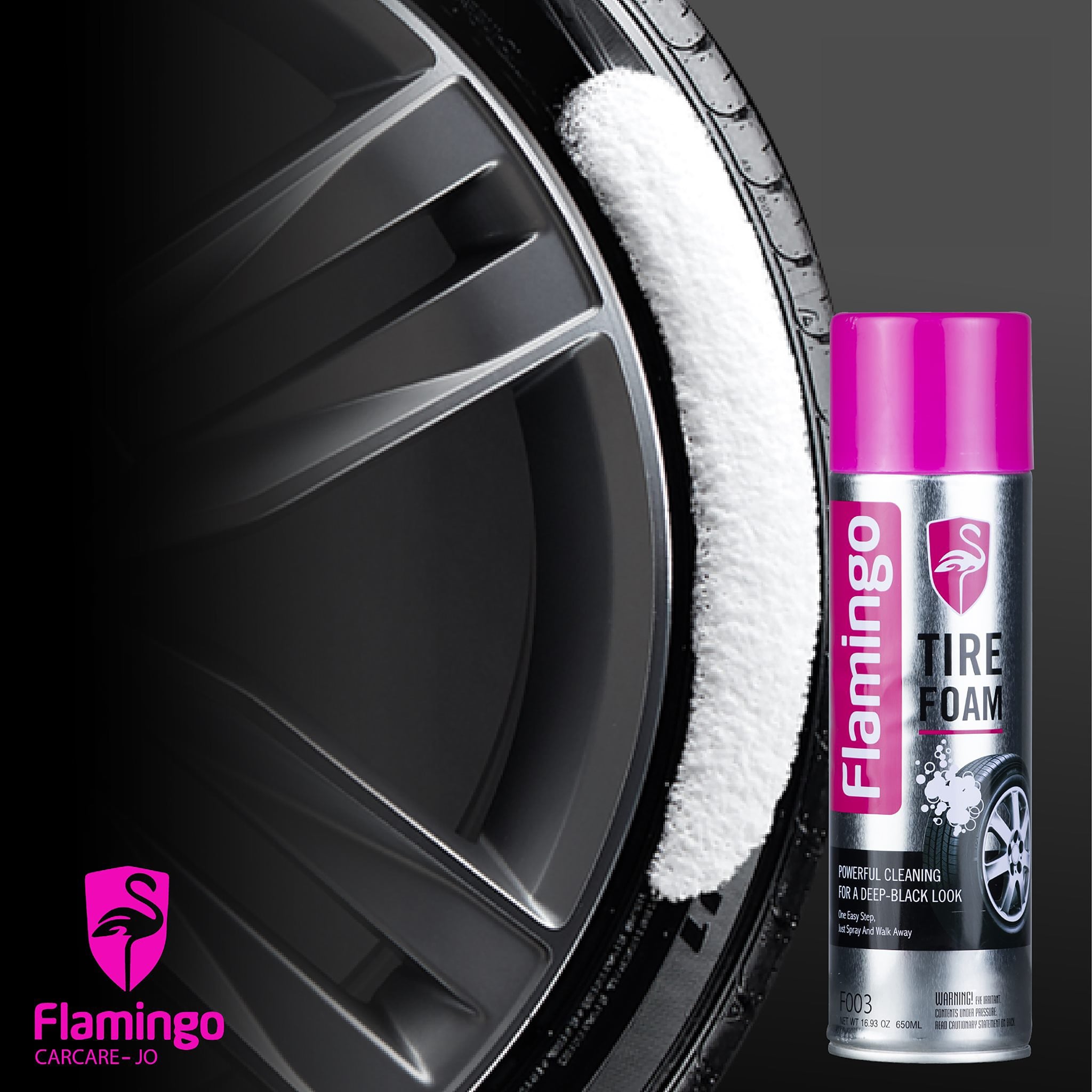 Chai Xịt Bọt Bóng Lốp Xe vệ sinh lốp Flamingo Tire Foam ( F003 ) 650ml