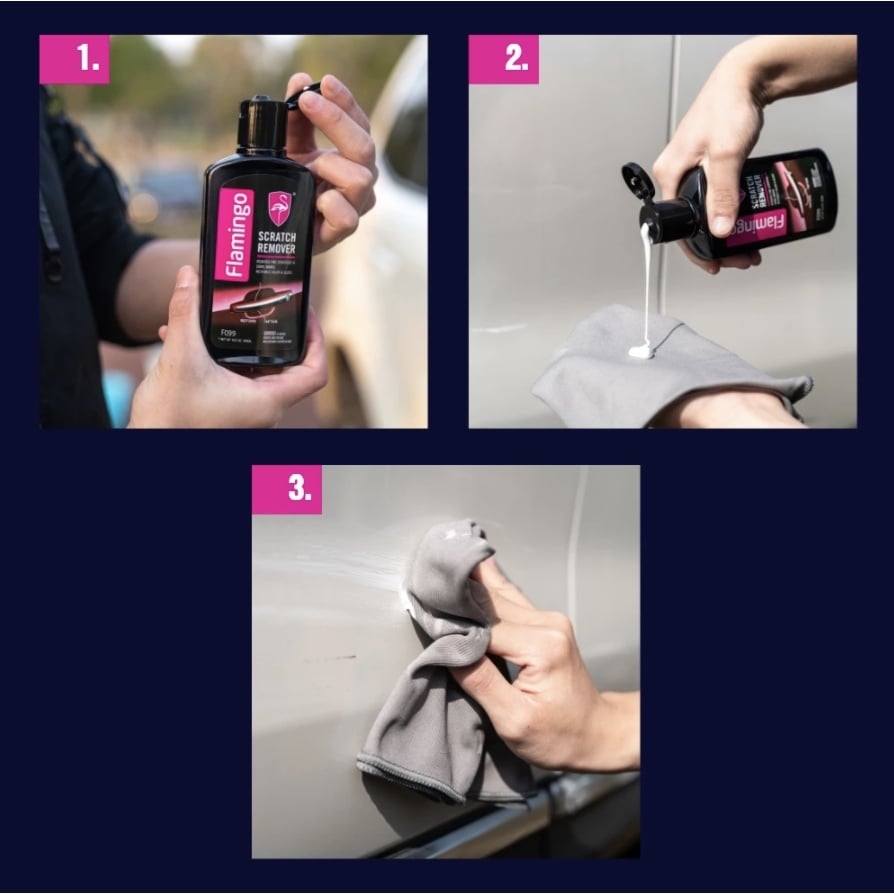 Flamingo F099 Kem Đánh Bóng Các Vết Xước dăm trên bề mặt sơn xe hiệu quả chất lượng cao, sáp đánh bóng sơn xe