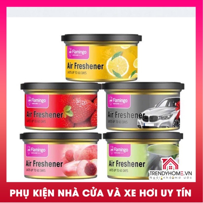 Sáp Thơm Ô Tô Flamingo F102 trọng lượng 50g hương thơm dịu mát mùi vanilla, hương nhài, hương hoa hồng, cafe, táo xanh, chanh.. thơm mát