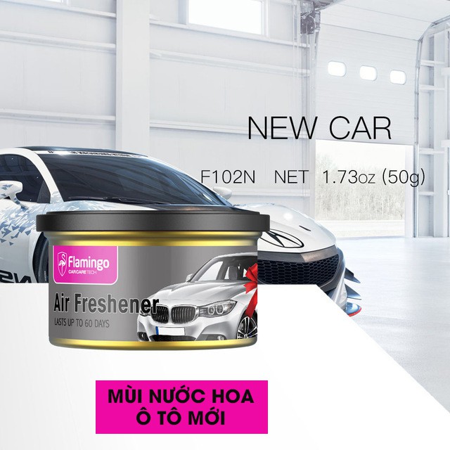 Sáp Thơm Ô Tô Flamingo F102 trọng lượng 50g hương thơm dịu mát mùi vanilla, hương nhài, hương hoa hồng, cafe, táo xanh, chanh.. thơm mát