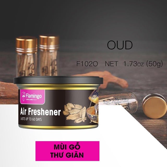 Sáp Thơm Ô Tô Flamingo F102 trọng lượng 50g hương thơm dịu mát mùi vanilla, hương nhài, hương hoa hồng, cafe, táo xanh, chanh.. thơm mát