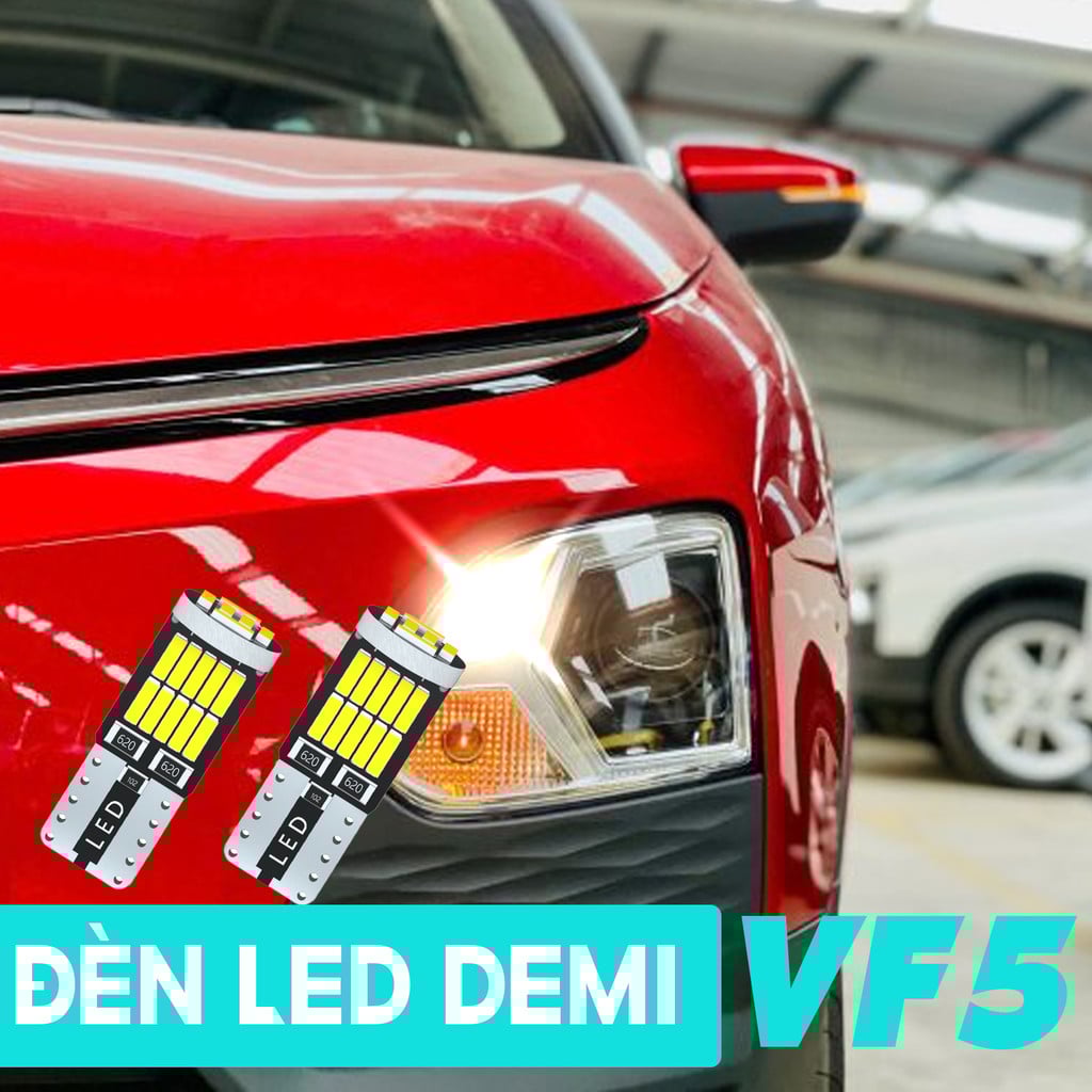 1 cặp (2 CHIẾC) VF5 Bóng Đèn Led Demi T10/W5W - Trắng/Xanh băng/Đỏ/Vàng/Hồng/Xanh chanh