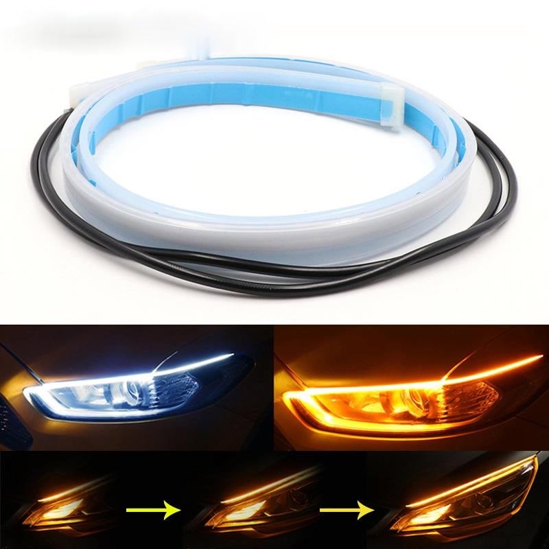1 Cặp Đèn LED mí DRL Cho Xe Ô Tô chất liệu Ống cao su Mềm Dẻo LED Strip Dẫn Hướng Tín Hiệu Rẽ xi nhan chống thấm nước