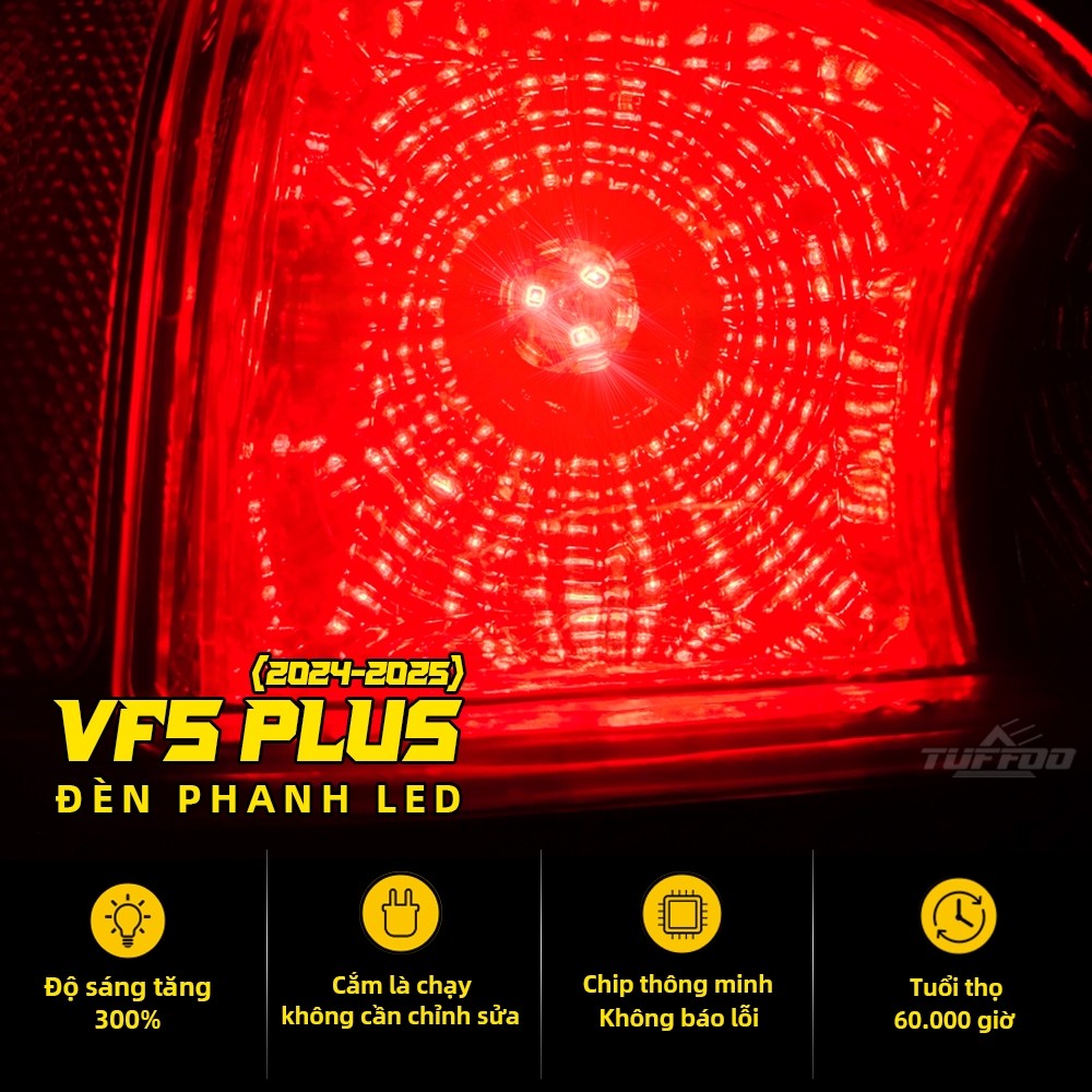 2 bóng đèn VF5 Plus Bóng đèn phanh LED T15 / W16W - Đỏ TUFFOO