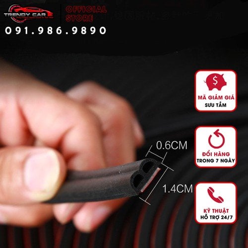 8met Gioăng cao su chống ồn chữ B cho ô tô | Ron cao su chữ B cách âm chống ồn cho xe hơi