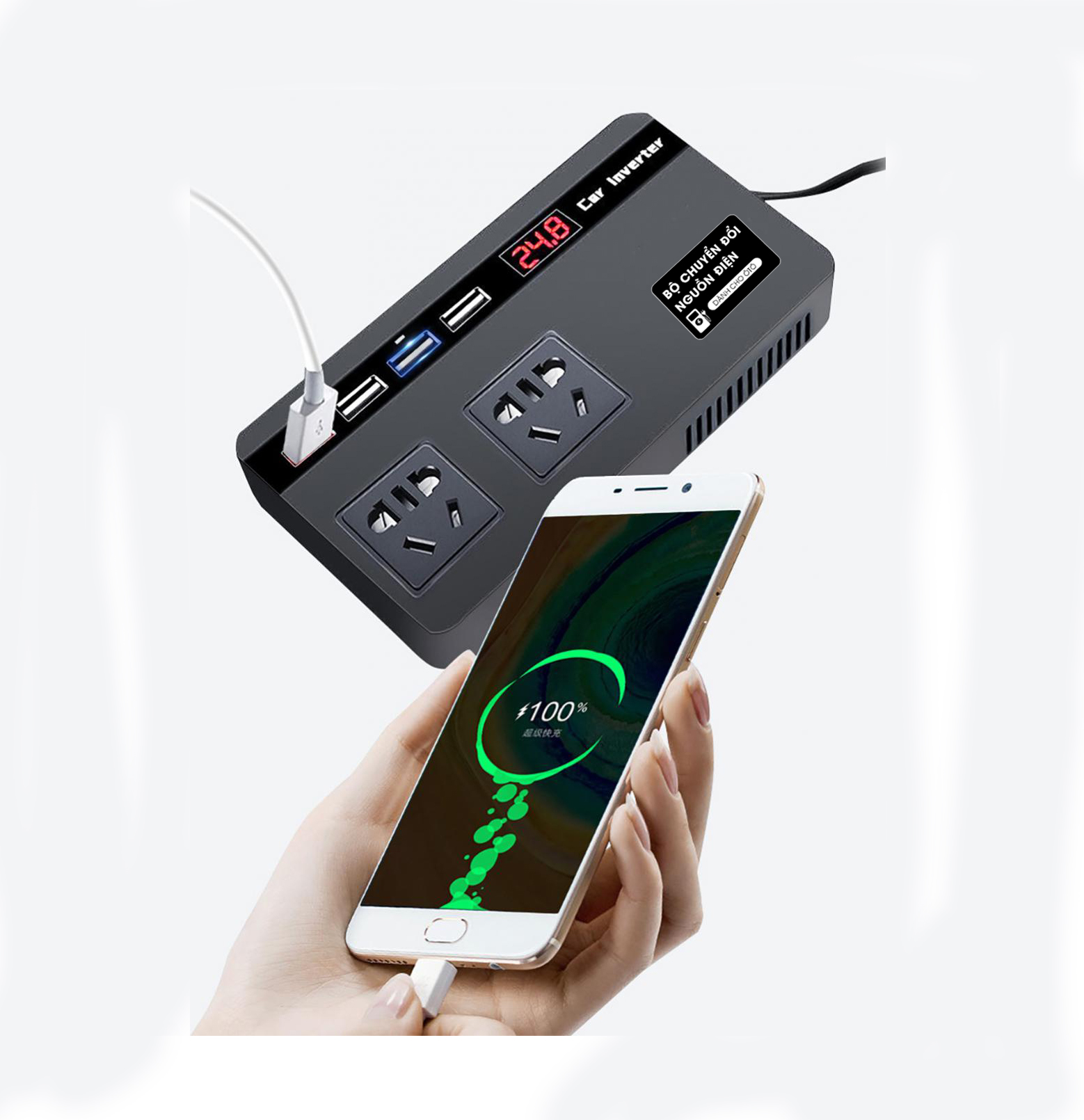 Adapter Đổi điện tẩu sạc 12v ra 220v cắm laptop, Bộ Chuyển Đổi Nguồn Điện 12v Sang 220v 12v / 24v Chuyên Dụng Cho Xe Hơi