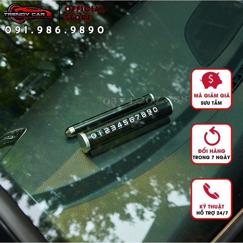 Bảng số điện thoại ô tô có giá đỡ, tặng kèm sáp thơm kiêm búa phá kính chất liệu kim loại cao cấp