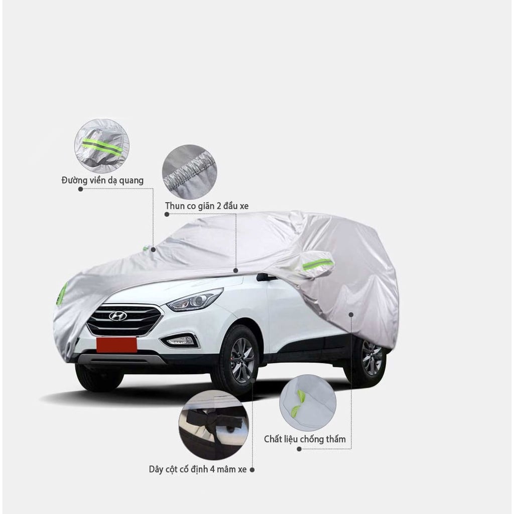 Bạt phủ xe cao cấp 3 lớp chống xước, chống nắng, chống cháy cho ô tô Chất liệu tốt, an toàn cho xe chống nóng ngấm