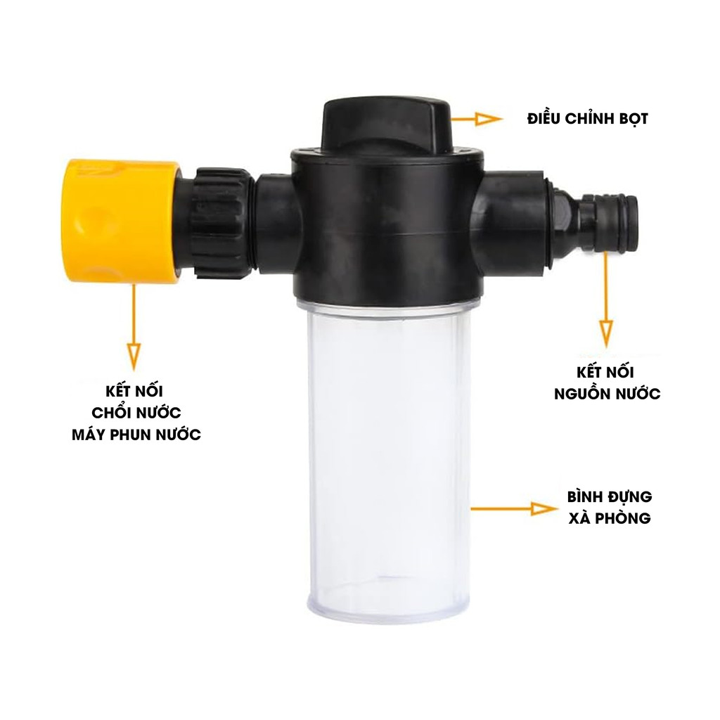 Bình tạo bọt, gắn kèm máy rửa xe Xịt Bọt Tuyết Rửa Xe Hơi Tiện Lợi dễ sử dụng