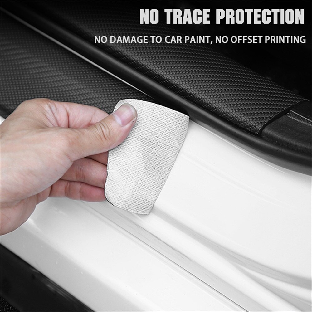 Bộ 4 Miếng Da Sợi Carbon dán Chống Trầy Nẹp bước chân Cửa Xe Hơi  Decal bậc vân carbon trơn Chống Trầy Xước Bậc Cửa