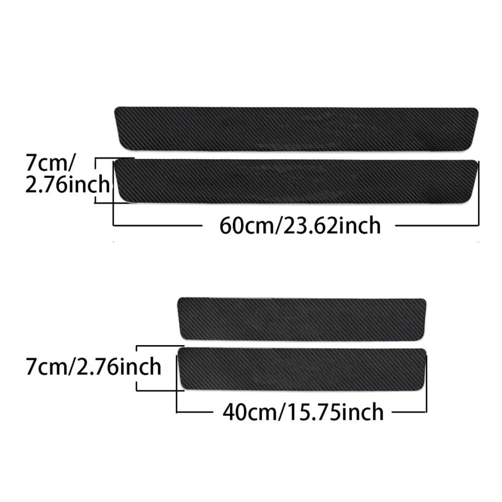 Bộ 4 Miếng Da Sợi Carbon dán Chống Trầy Nẹp bước chân Cửa Xe Hơi  Decal bậc vân carbon trơn Chống Trầy Xước Bậc Cửa