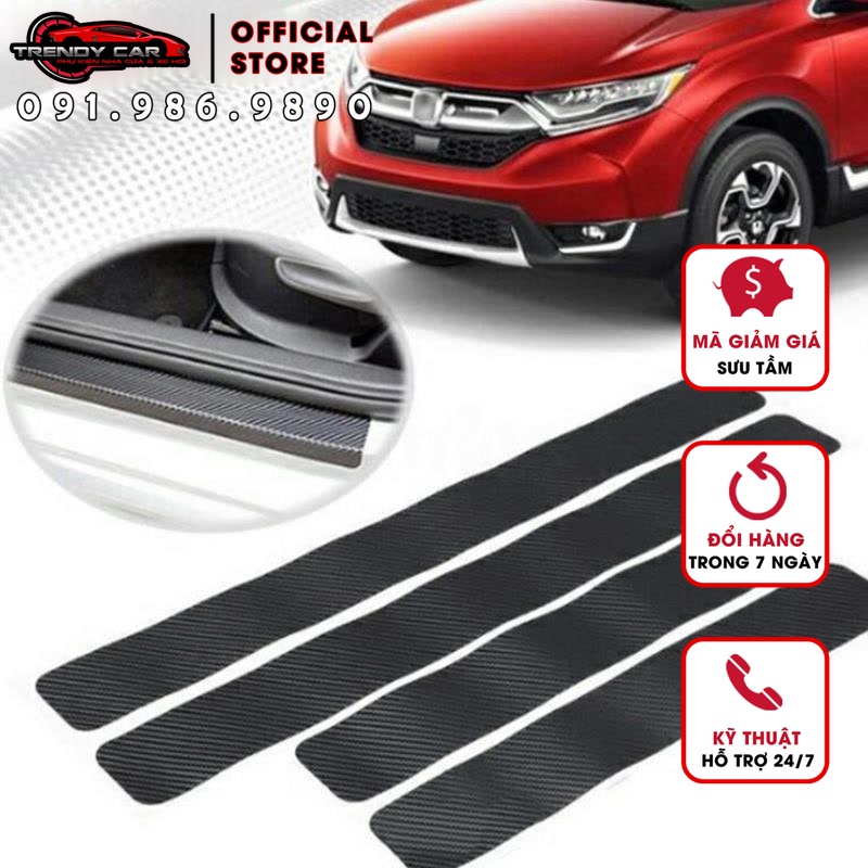 Bộ 4 Miếng Decal da Dán Chống Trầy Nẹp Cửa Xe Hơi cấu tạo Sợi Carbon Miếng Dán Cửa Xe Hơi Bằng Sợi Carbon Chống Trầy