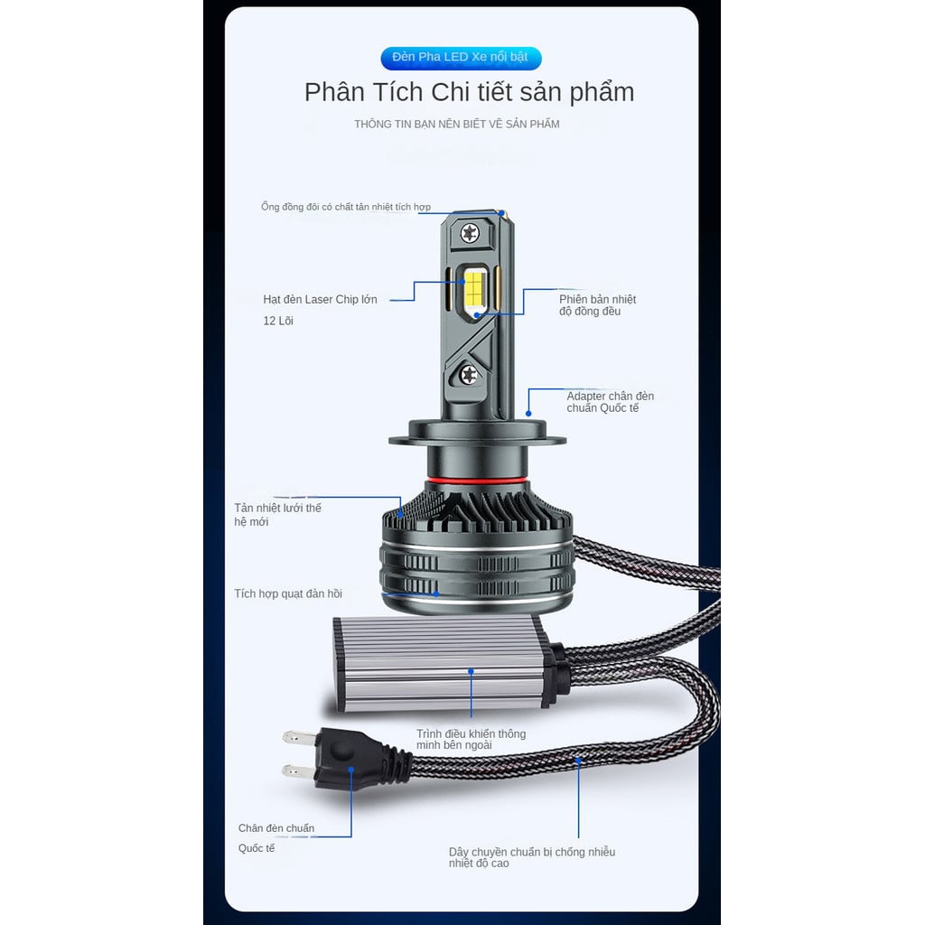 Bóng đèn Cos / pha LED 2 Chiếc cho Kia Morning chân H4 Chùm thấp cao - Trắng 6000K