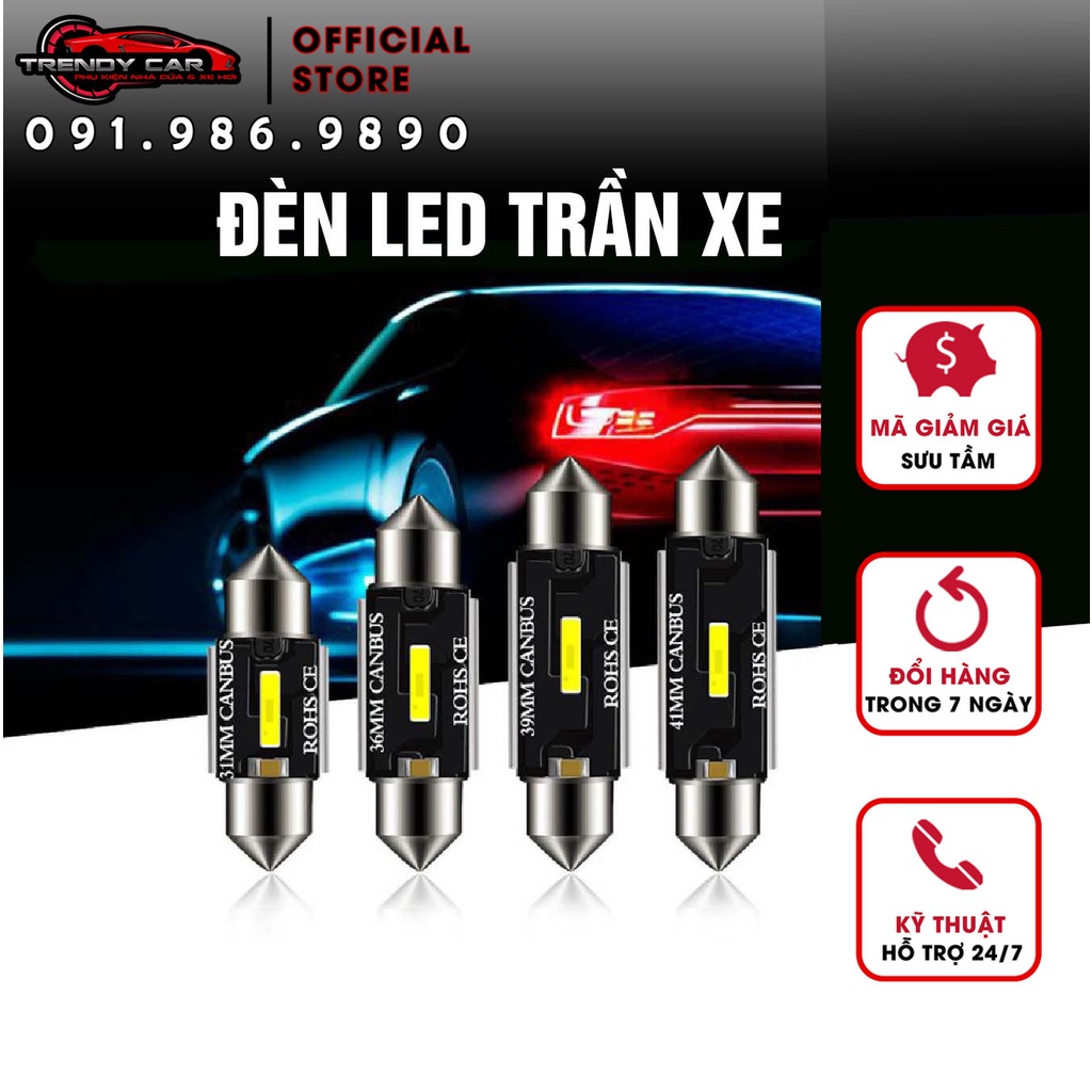 Bóng Đèn LED Gắn Trần Xe Hơi Siêu Sáng 31mm 36mm 39mm 41mm 41mm C5W Cửa hàng nội thất ô tô Trendy Car