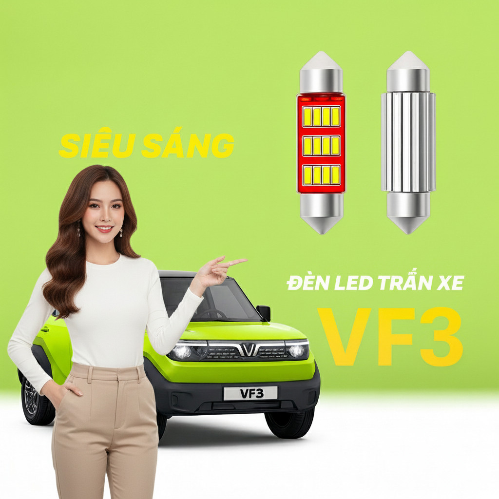 Bóng đèn led siêu sáng lắp trần xe VF3, Limo green