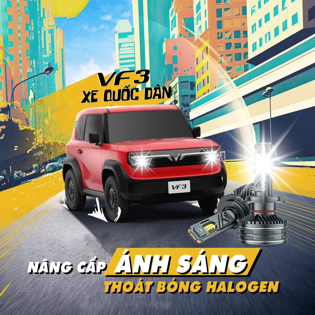 Bóng Đèn LED VF3 pha xa, pha gần, pha cos - Trắng 6000K 160W 22000LM công suất chuẩn