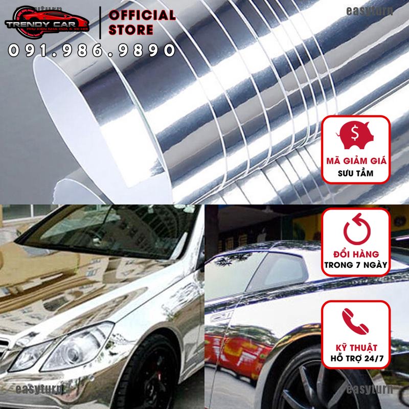 Car silver glossy mirror stretchable chrome vinyl wrap decal film stickers