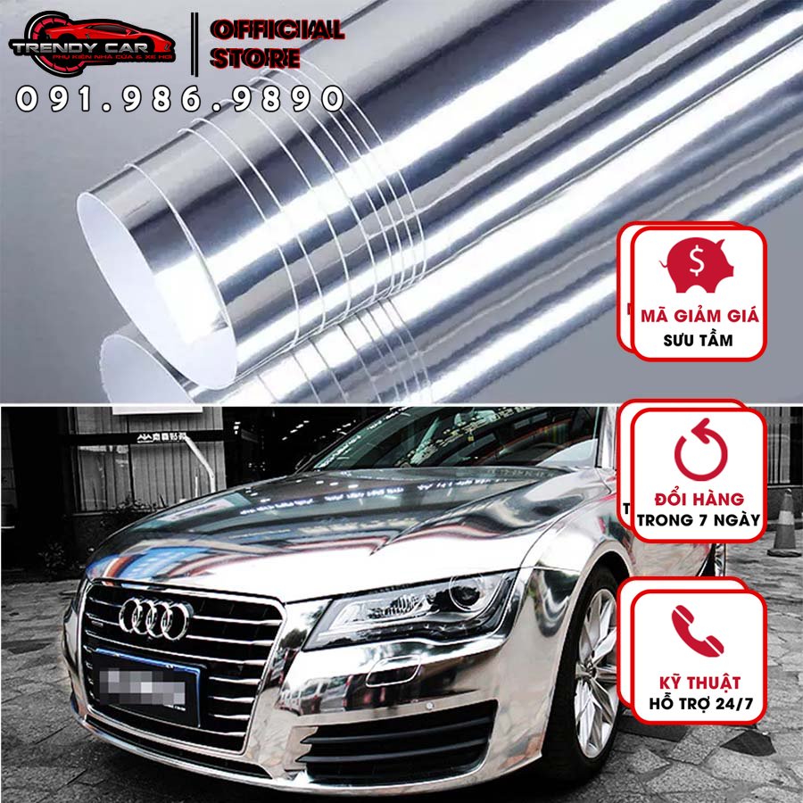 Car silver glossy mirror stretchable chrome vinyl wrap decal film stickers