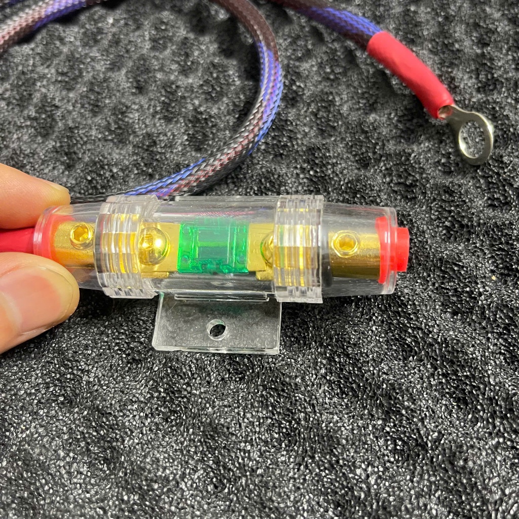 Cầu Chì Ống 60A Có Dây Nối Ắc Quy 8AWG độ nguồn loa sub, thiết bị âm thanh cho ô tô đảm bảo an toàn