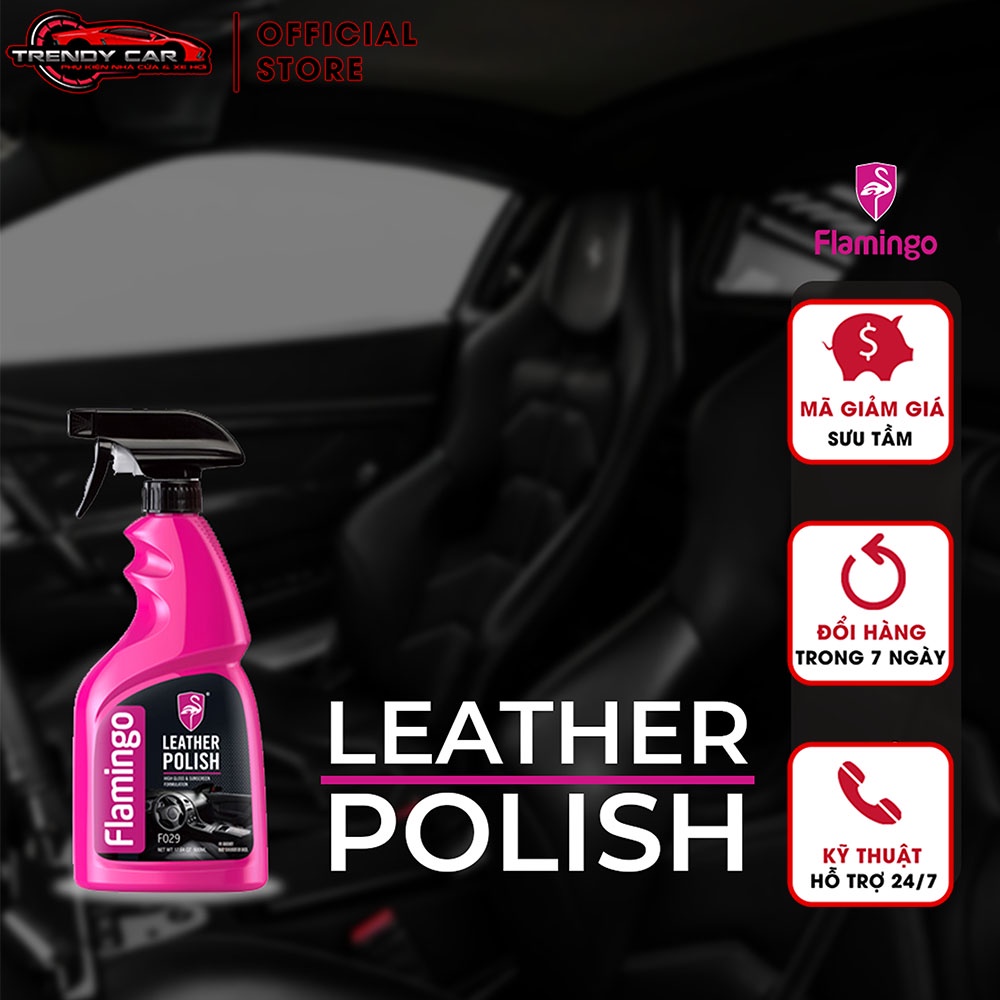 Combo chăm sóc ghế da sofa tại nhà, tẩy sạch vệ sinh và dưỡng bóng ghế da như mới Flamingo dành cho ô tô và ghế gia đình