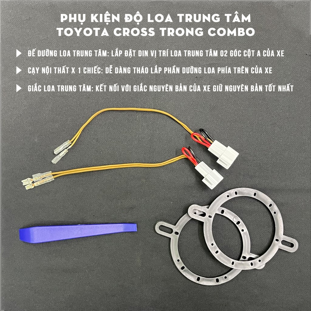 Combo kèm dưỡng loa Loa trung tâm, Loa Mid dành cho Toyota Cross hãng Walker VMM35 CAR AUDIO kèm phụ kiện Hàng Cao cấp