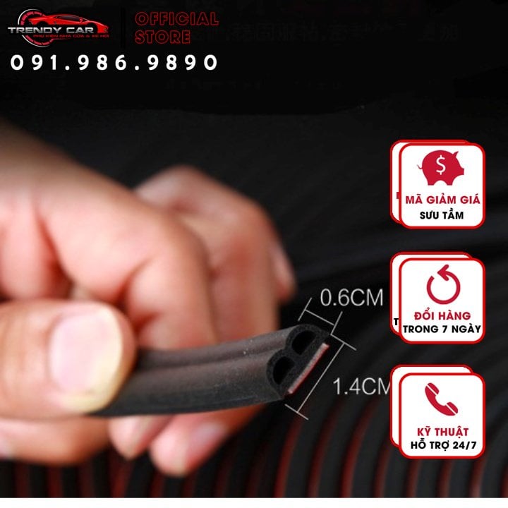 Cuộn 3 m Gioăng cao su chống ồn chữ B cho ô tô | Ron cao su chữ B cách âm chống ồn cho xe hơi