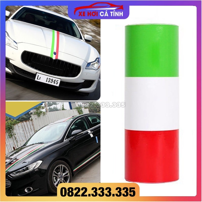 Cuộn 3m Decal Dán Trang Trí Hình Lá Cờ Ý Cho Xe Hơi