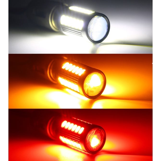 Đèn 33 mắt LED 12v-80v xi nhan, phanh, đèn lùi xe chân 1156 1157 7443, 3157 BA15S, P21W, BAU15S, PY21W, T20, T25