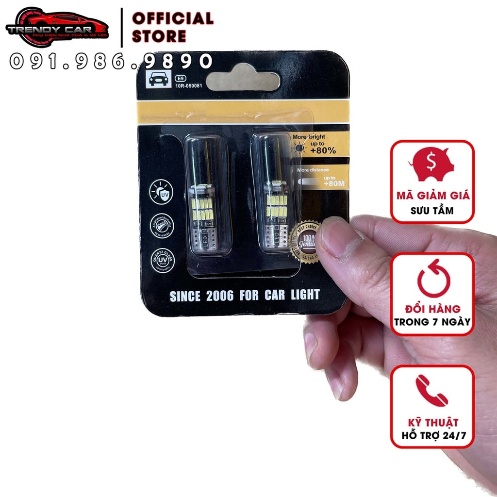 Đèn Led Canbus T10 6000k Ánh Sáng Trắng Thay thế và Trang Trí Nội Thất Xe Hơi, Đèn soi biển số, đèn định vị, đèn cốt