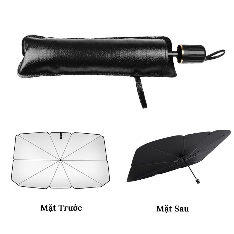 Dù che nắng ô tô 4 5 7 chỗ, ô chắn nắng kính lái ô tô vải dù cán kim loại cacbon chống tia uv