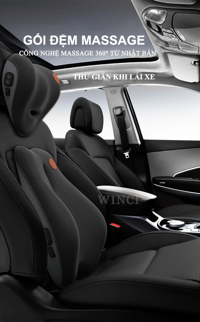 Gối và Đệm ghế xe ô tô Tích hợp Máy Massage Lưng Cổ