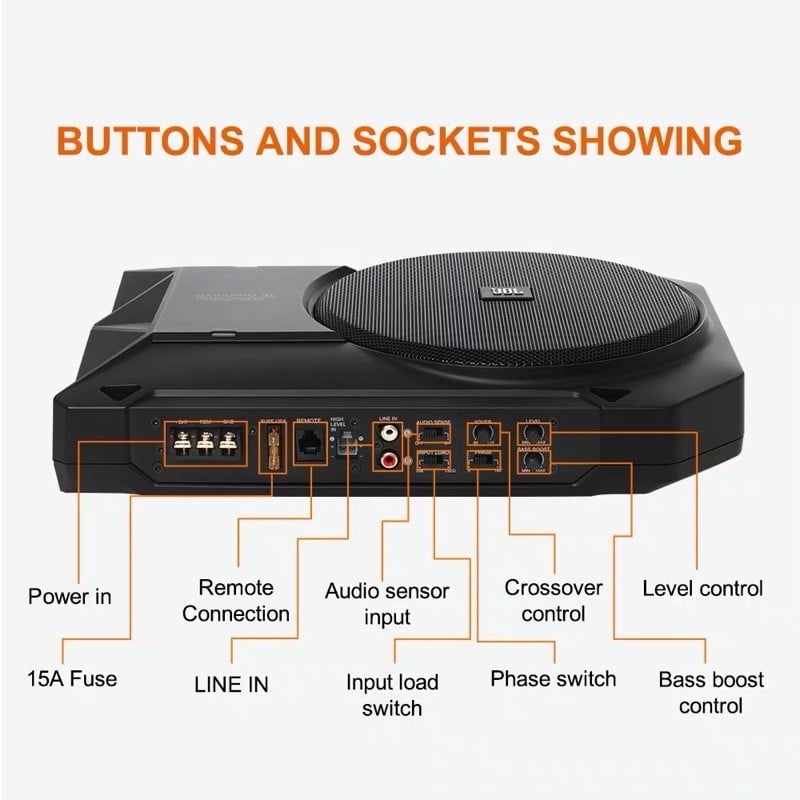 Loa Sub Gầm Ghế JBL BassPro SL - Loa Siêu Trầm Sub Điện Liền Ampli Công Suất 250W Cho Ô Tô