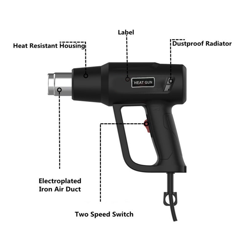 Máy khò nhiệt,Máy khò nóng cầm tay súng khò nhiệt màng co dán decal trang trí giỏ quà C62 Khò nhiệt cầm tay