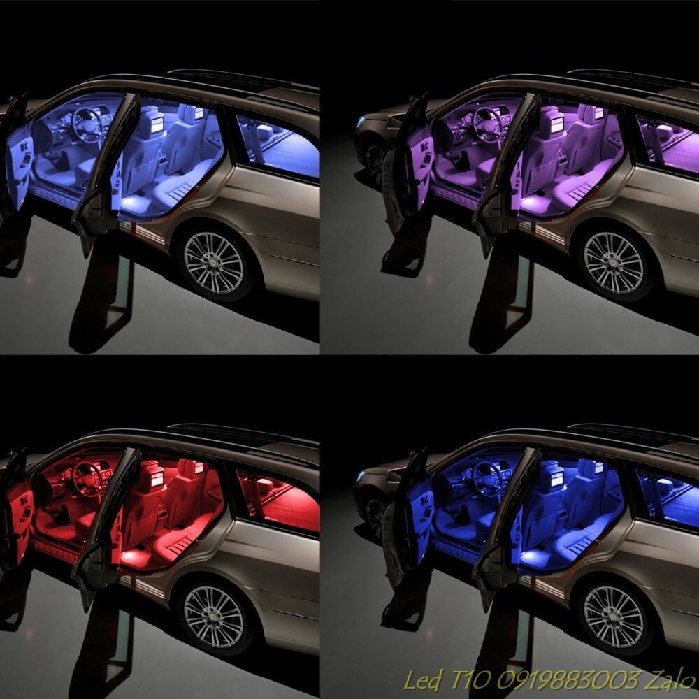 <NEWTREND> Bộ 2 đèn Led T10 RGB 16 màu kèm Remote điều khiển 6 SMD 5050 lắp đèn led demi,biển số, cốp sau
