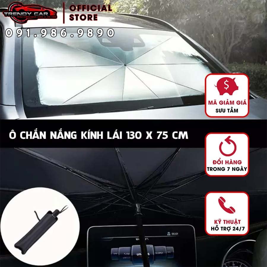 Ô che nắng kính lái ô tô, dù che kính lái bên trong xe hơi cửa hàng nội thất ô tô uy tín Trendycar