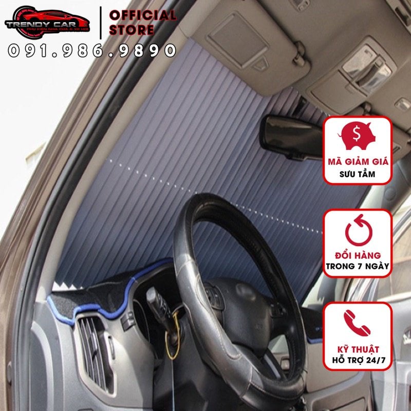 Rèm chắn nắng cho Ô tô Che nắng kính lái mẫu 2 cho ô tô, co dãn xếp gọn gàng