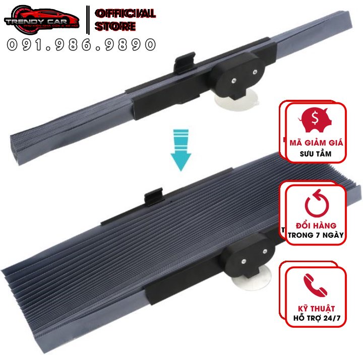 Rèm chắn nắng cho Ô tô Che nắng kính lái mẫu 2 cho ô tô, co dãn xếp gọn gàng