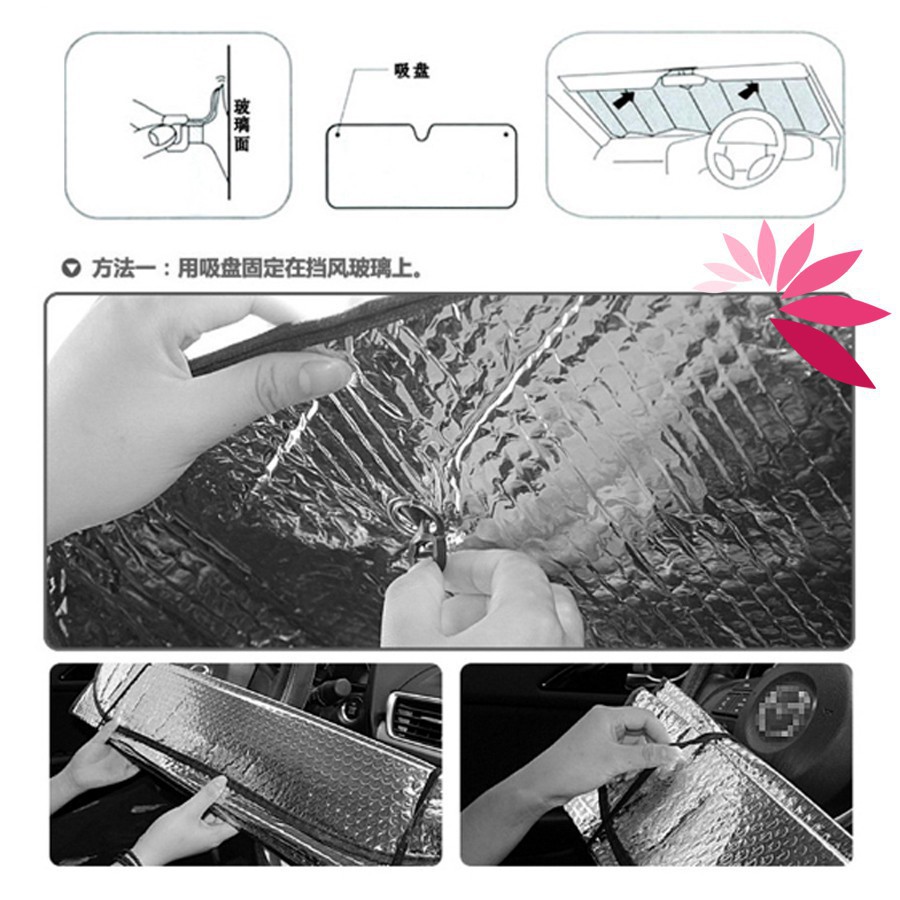 Rèm chắn nắng kính lái cho Ô tô Tấm chắn nắng phản quang , chống nắng kính lái ô tô xốp bạc gắn trong