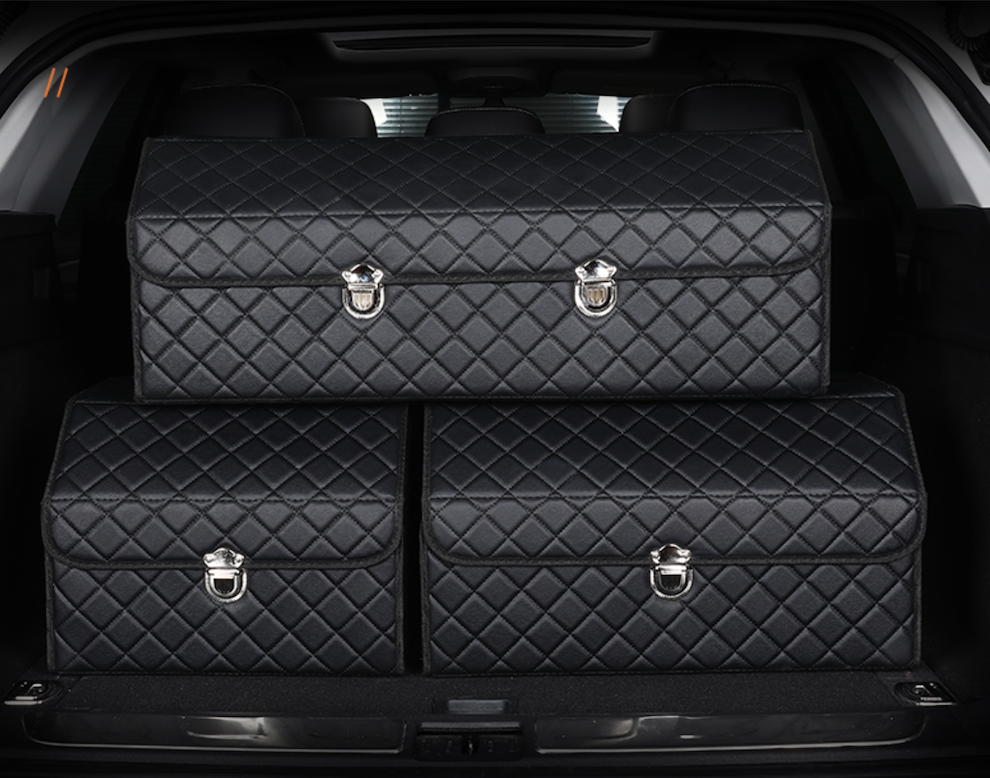 Thùng đựng đồ đa năng cốp sau ô tô bọc da cao cấp , có nắp gấp, gọn gàng , chứa được nhiều đồ size lớn nhất 72x32x30