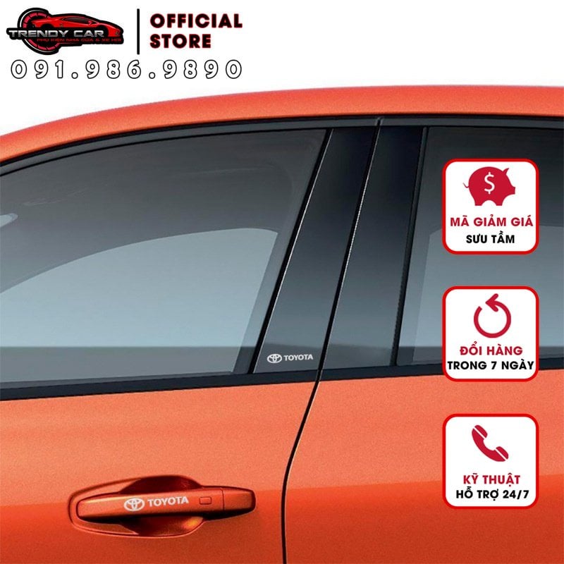 [TOYOTA] Miếng decal dán trang trí xe ô tô đẹp, tem kim loại chìm in logo hãng xe Toyota Camry, Altis, Vios, Wigo,Innova