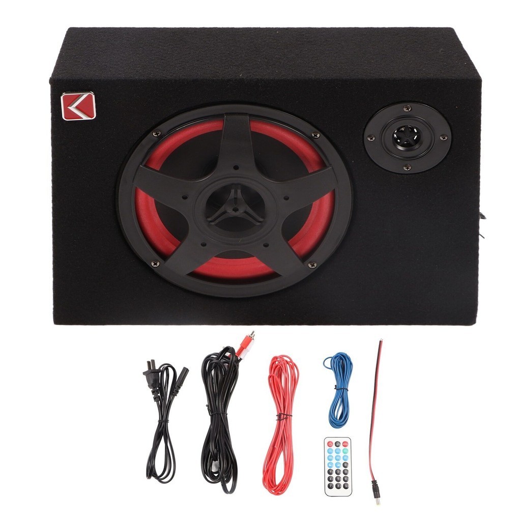 Loa Sub Siêu trầm gầm ghế Ô tô có Bluetooth K-C8 điện 12V và 24V tích hợp loa treble và biến tần trong loa sub