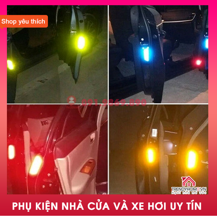 Bộ 4 decal dán phản quang OPEN cánh cửa xe ô tô - Phản Quang báo hiệu