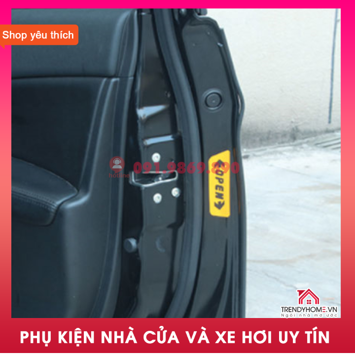 Bộ 4 decal dán phản quang OPEN cánh cửa xe ô tô - Phản Quang báo hiệu