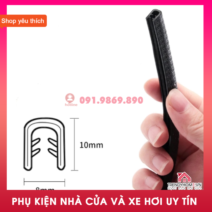 Gioăng ô tô Cuộn 12 mét Nẹp u lõi thép, Ron viền cánh cửa chữ U chống va đập dành cho xe hơi, ô tô